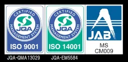木谷電器株式会社 ISO 9001 及び ISO 14001 認証マーク（JQA・JAB認定）